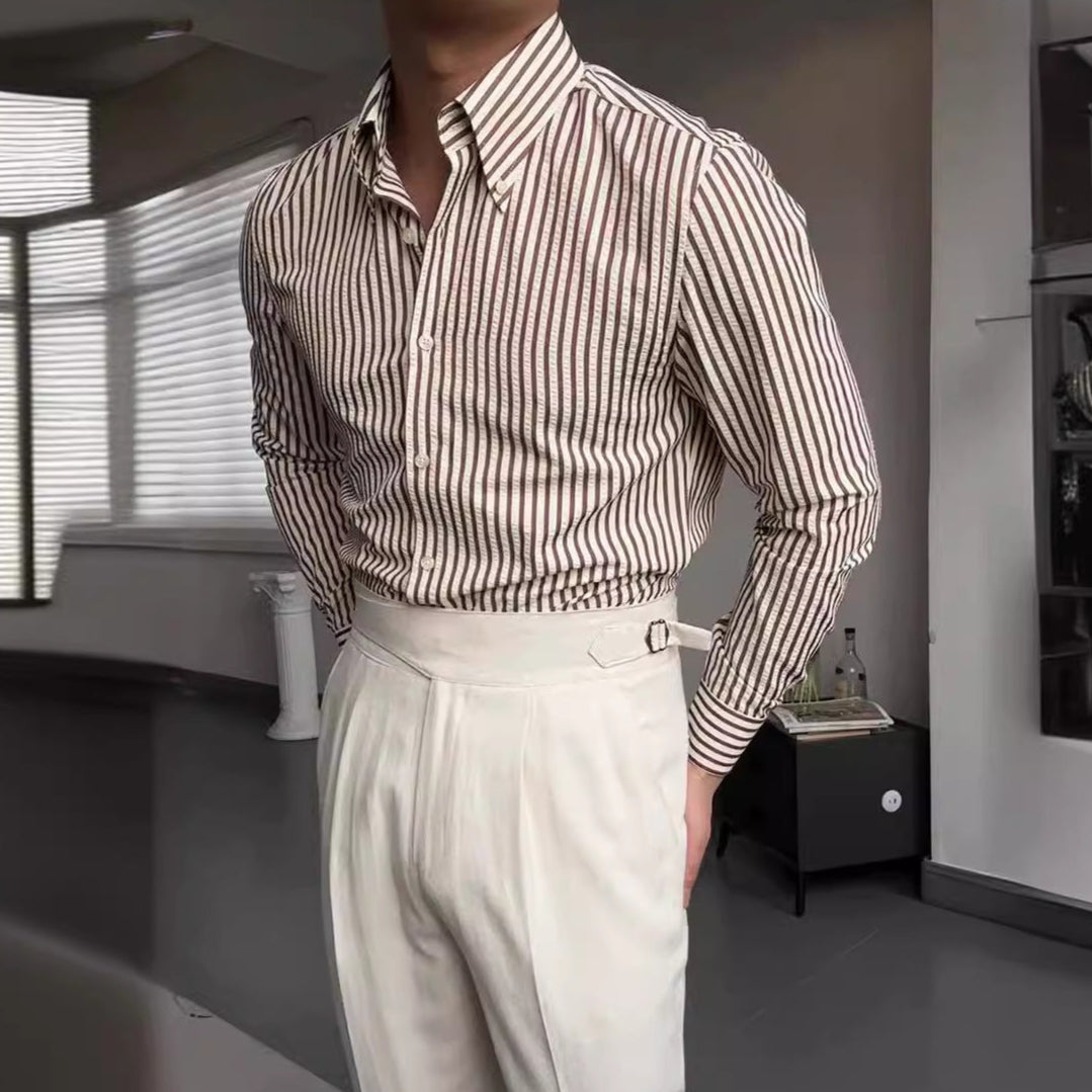 Joaquin | Men's Long Sleeve Striped Button-Up Shirt