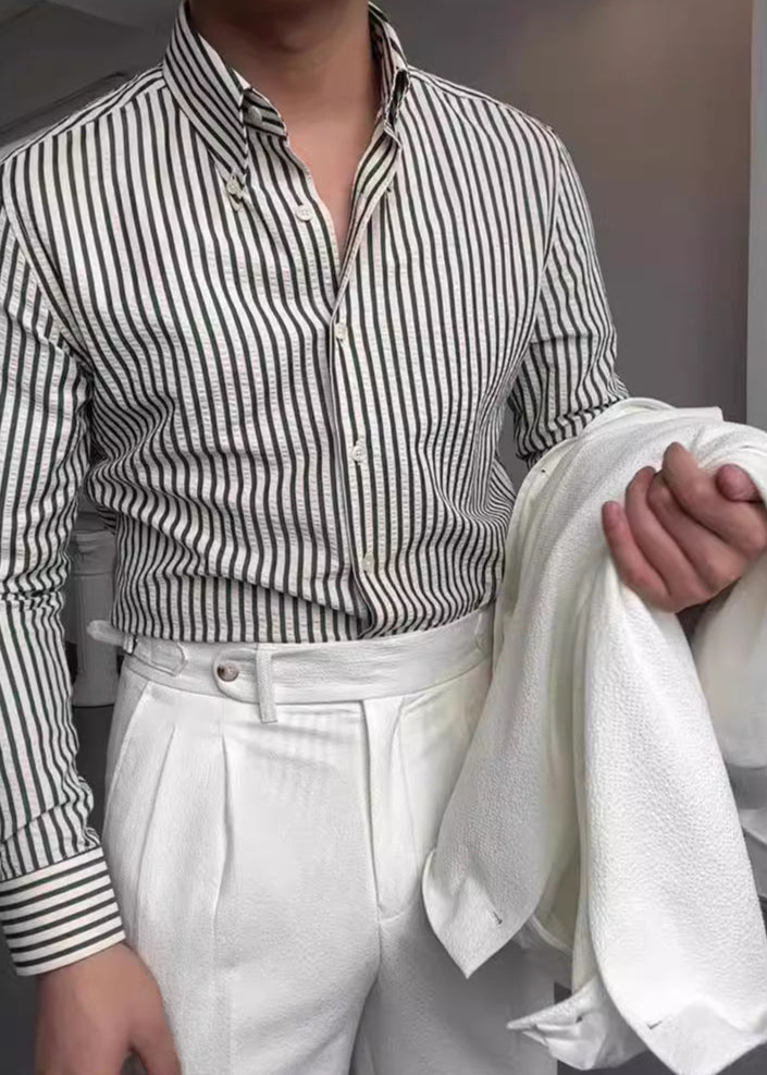 Joaquin | Men's Long Sleeve Striped Button-Up Shirt