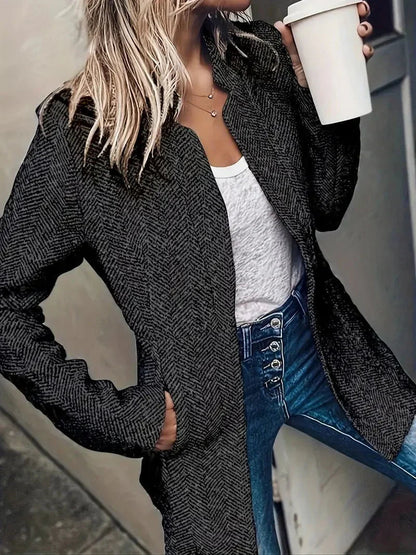 Judy | Women's Collarless Long Coat