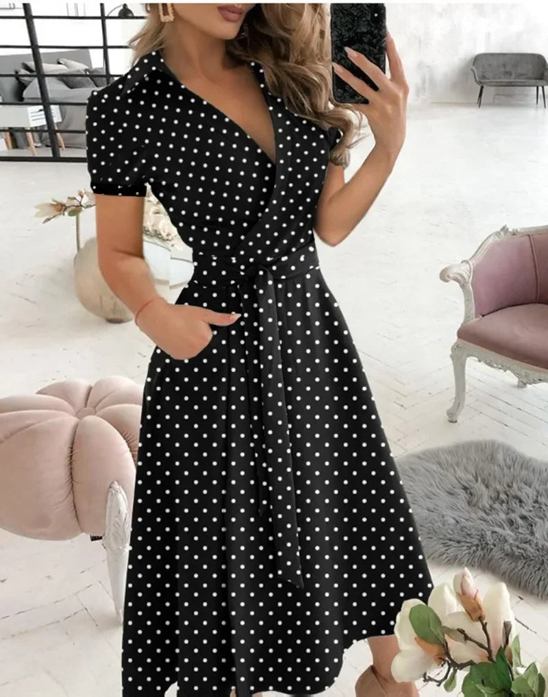 Judy | Women's Tie Waist A-Line Midi Dress