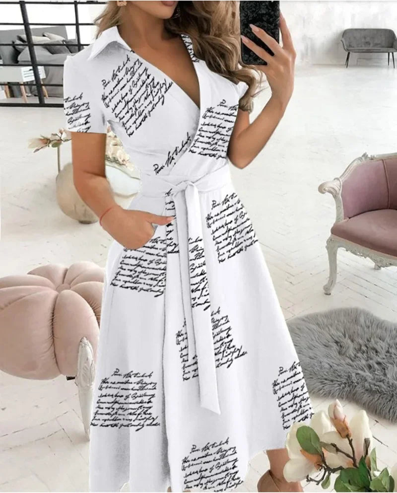 Judy | Women's Tie Waist A-Line Midi Dress