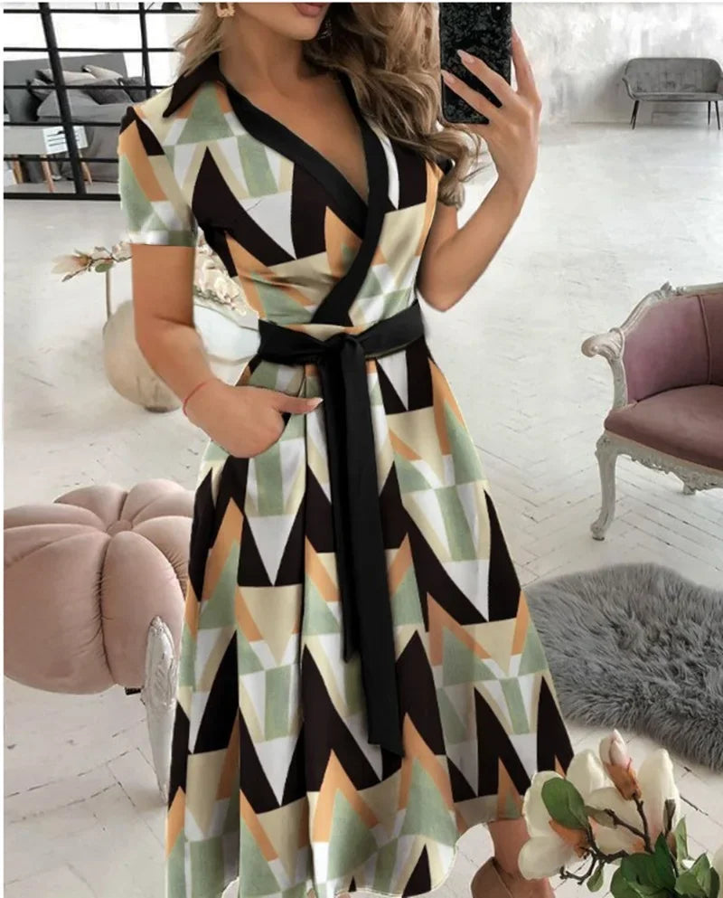 Judy | Women's Tie Waist A-Line Midi Dress