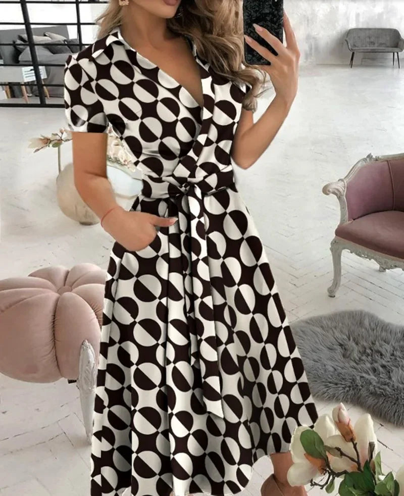 Judy | Women's Tie Waist A-Line Midi Dress