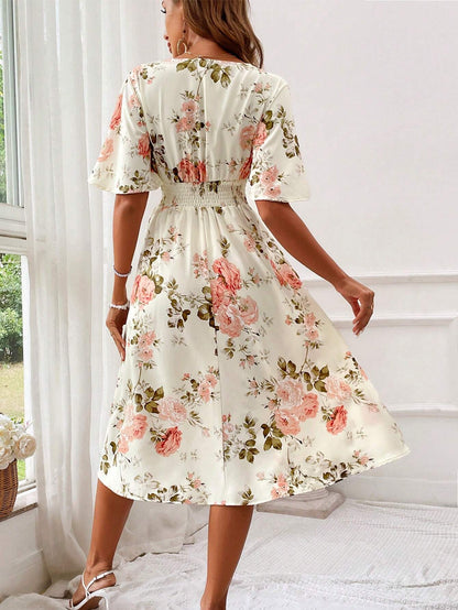 Kara | Women's V-Neck Fit & Flare Midi Dress