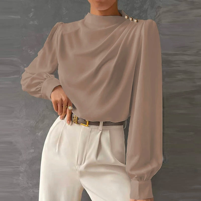 Kara | Women's Long Sleeve Draped Blouse