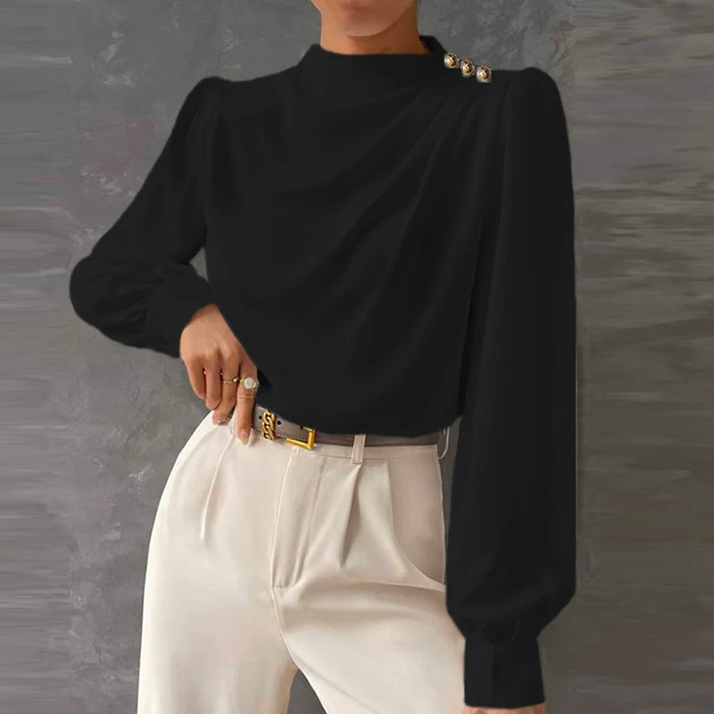 Kara | Women's Long Sleeve Draped Blouse