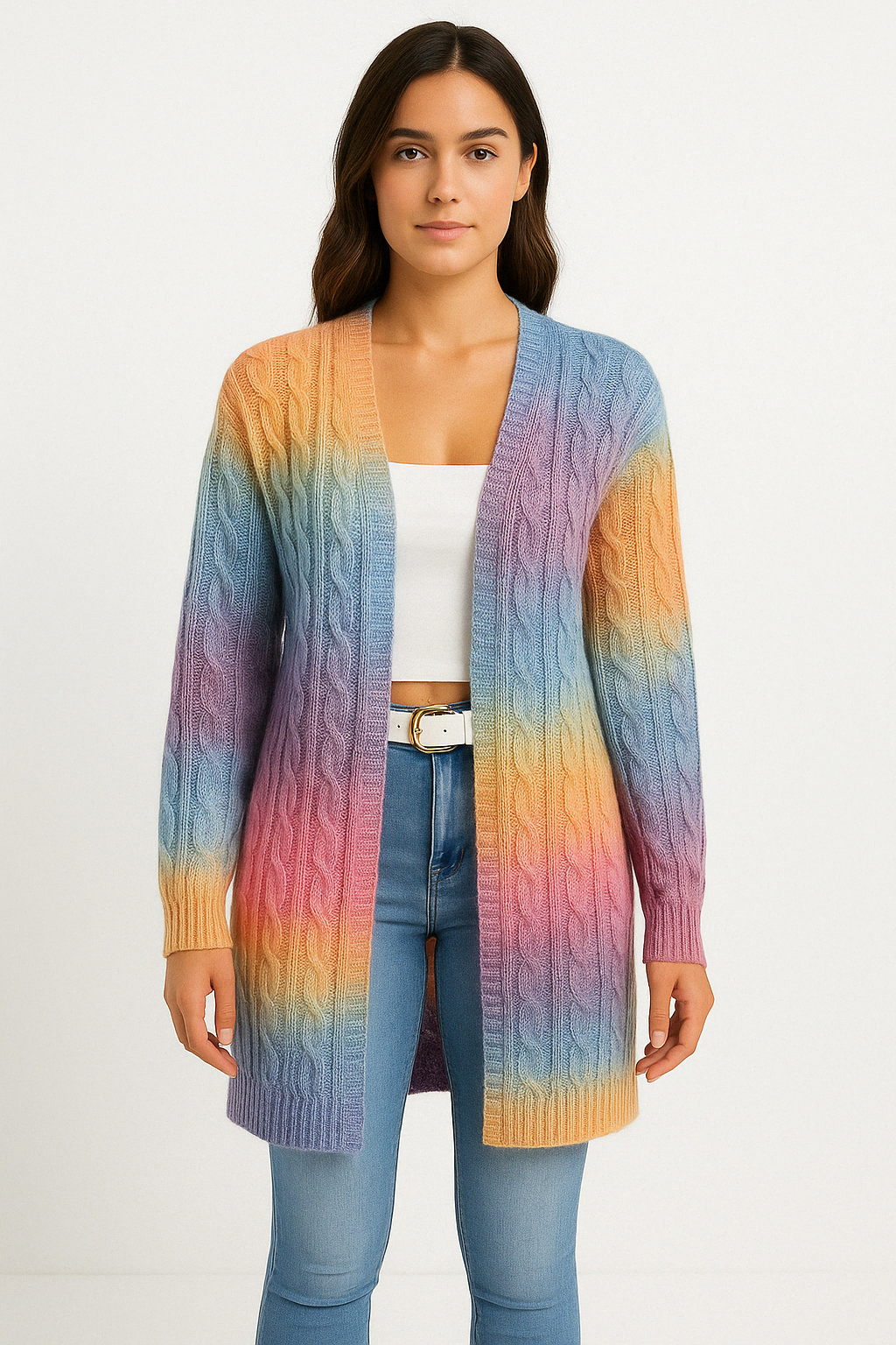 Katelyn | Women's Long Cable Knit Cardigan