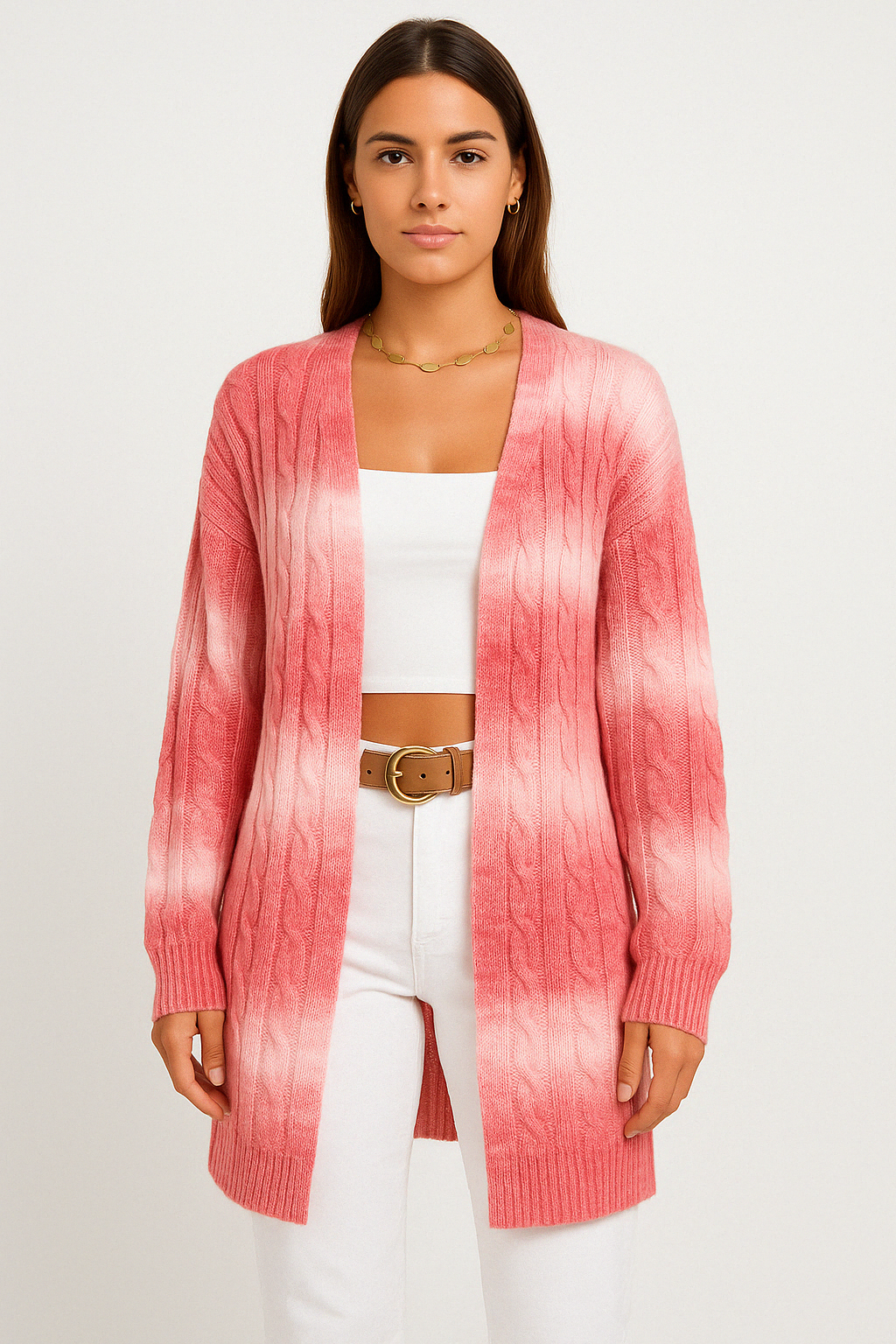 Katelyn | Women's Long Cable Knit Cardigan