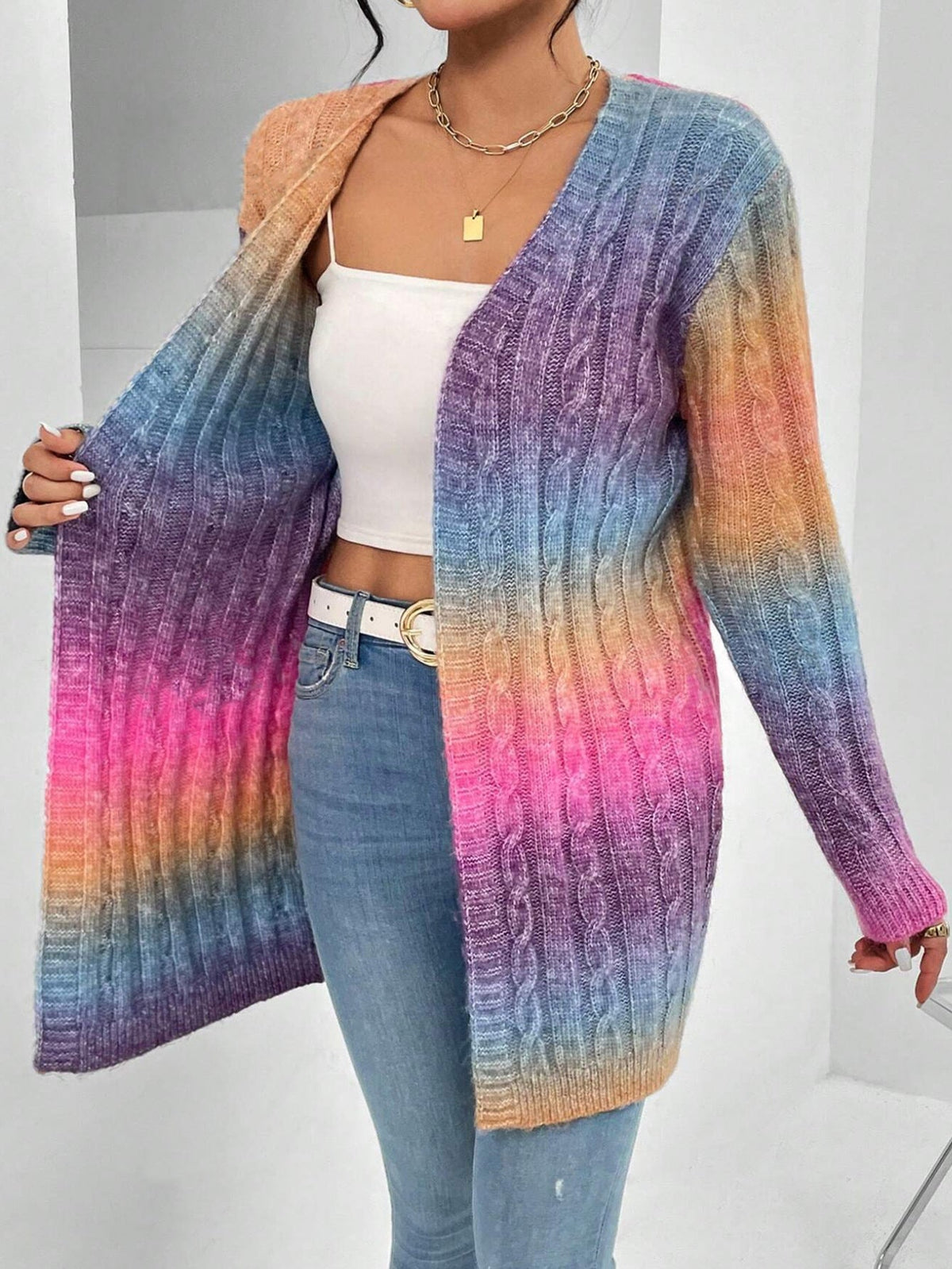 Katelyn | Women's Long Cable Knit Cardigan