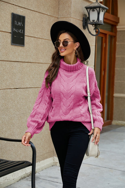 Katherine | Women's Turtleneck Cable Knit Sweater
