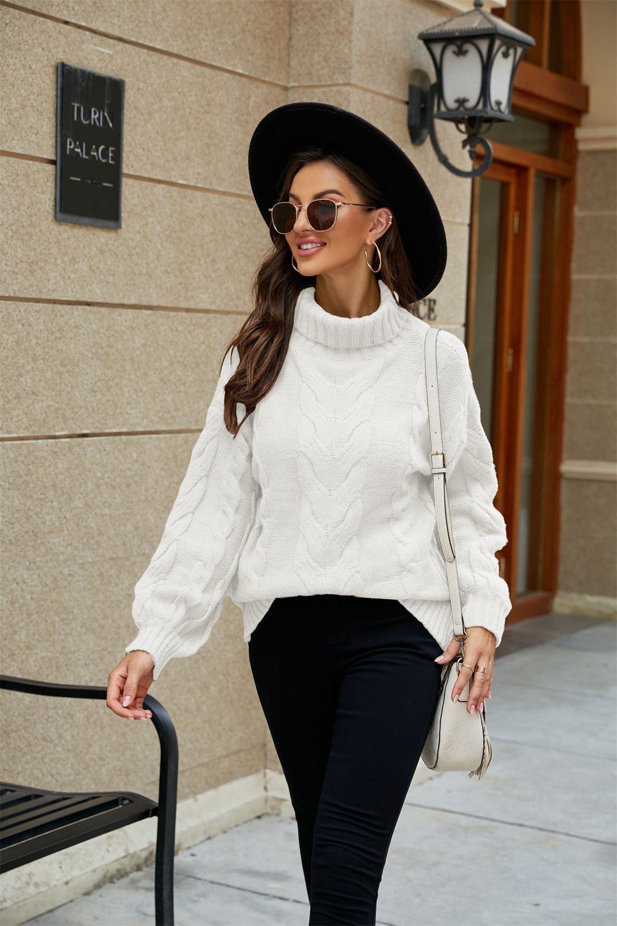 Katherine | Women's Turtleneck Cable Knit Sweater