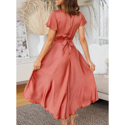 Katherine | Women's V-Neck A-Line Midi Dress