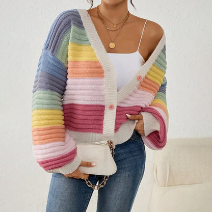 Kathleen | Women's Striped V-Neck Cardigan