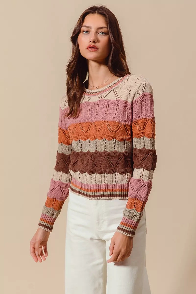 Kathy | Women's Long Sleeve Striped Sweater