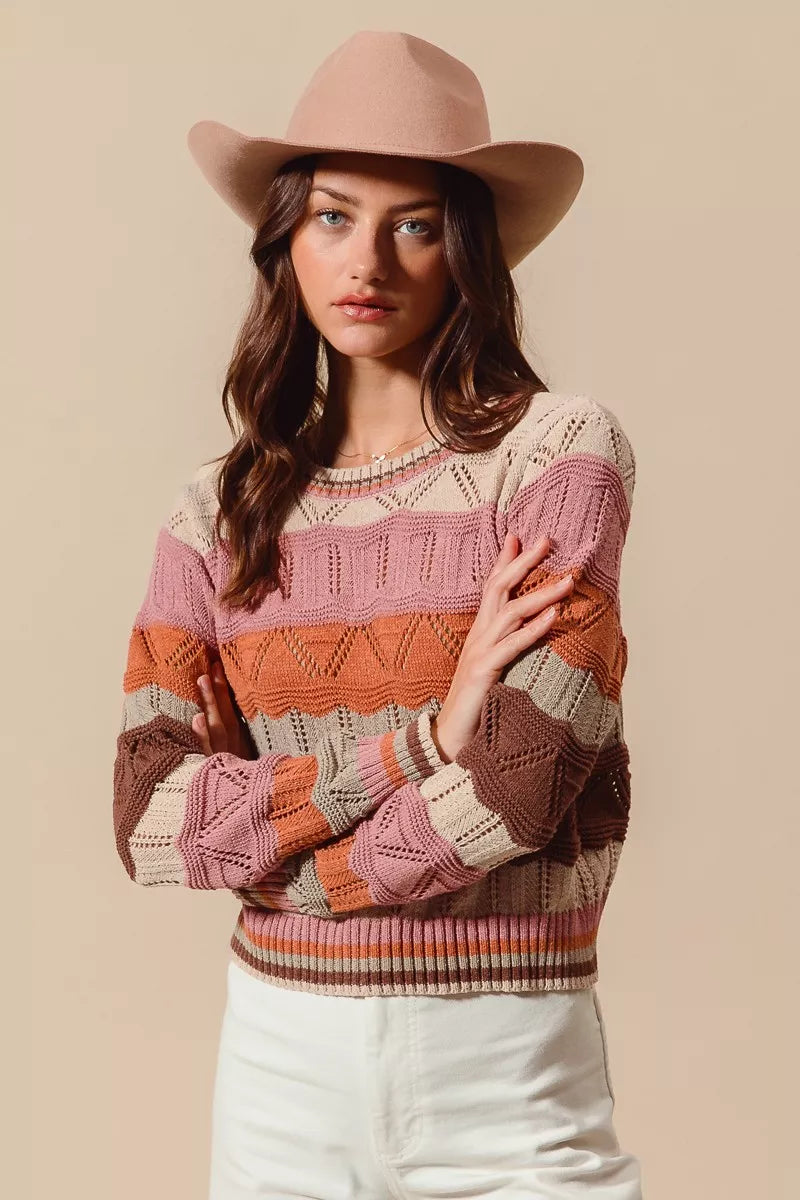 Kathy | Women's Long Sleeve Striped Sweater