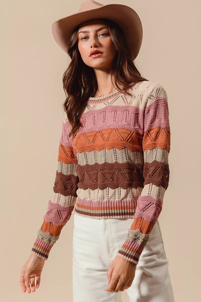 Kathy | Women's Long Sleeve Striped Sweater