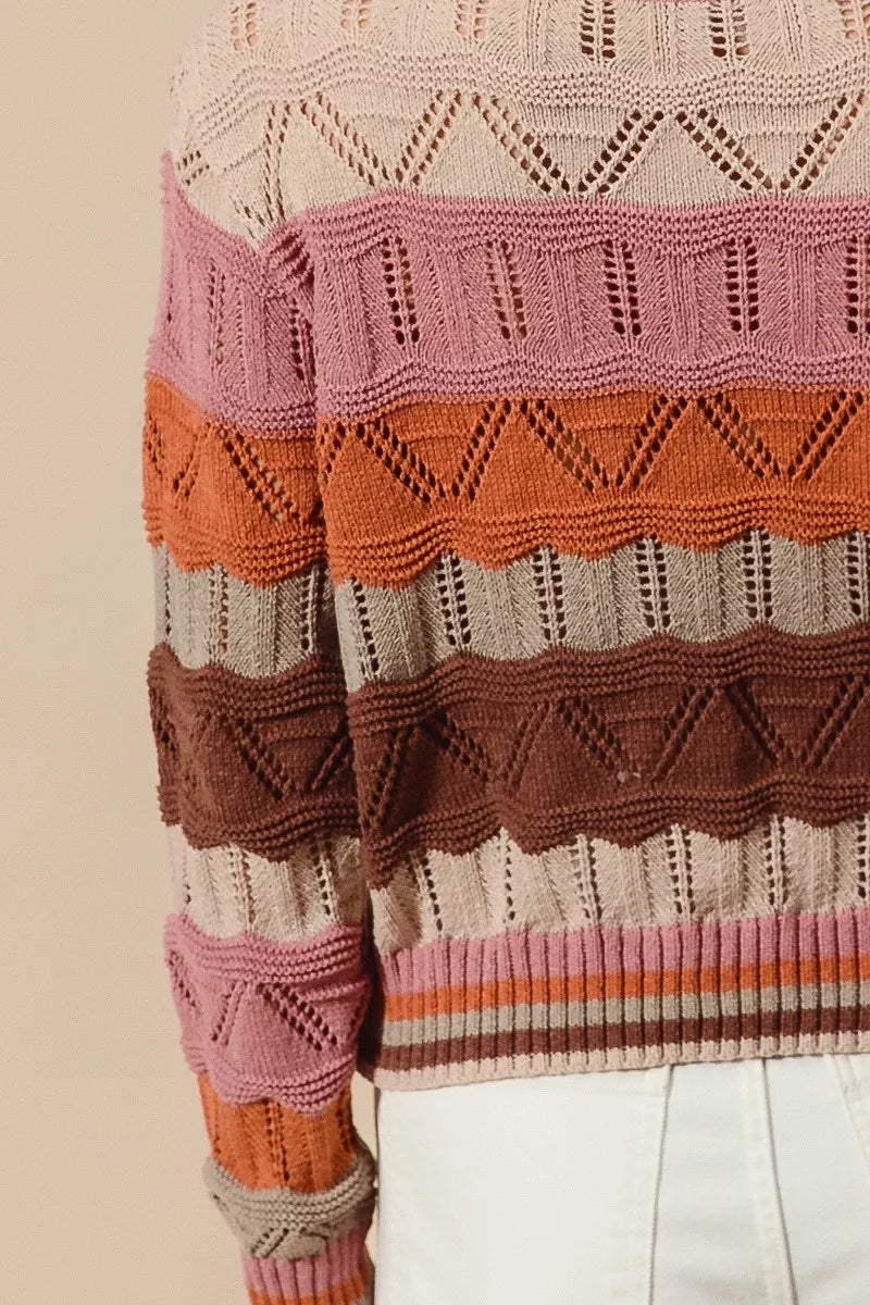 Kathy | Women's Long Sleeve Striped Sweater