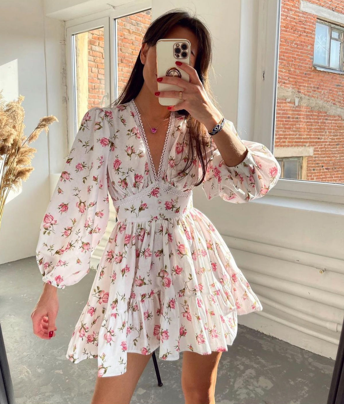Kelsey | Women's V-Neck A-Line Mini Dress