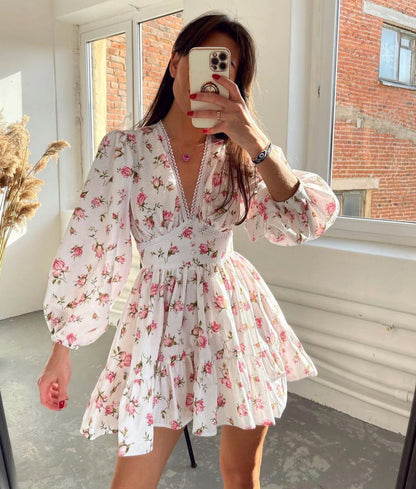 Kelsey | Women's V-Neck A-Line Mini Dress