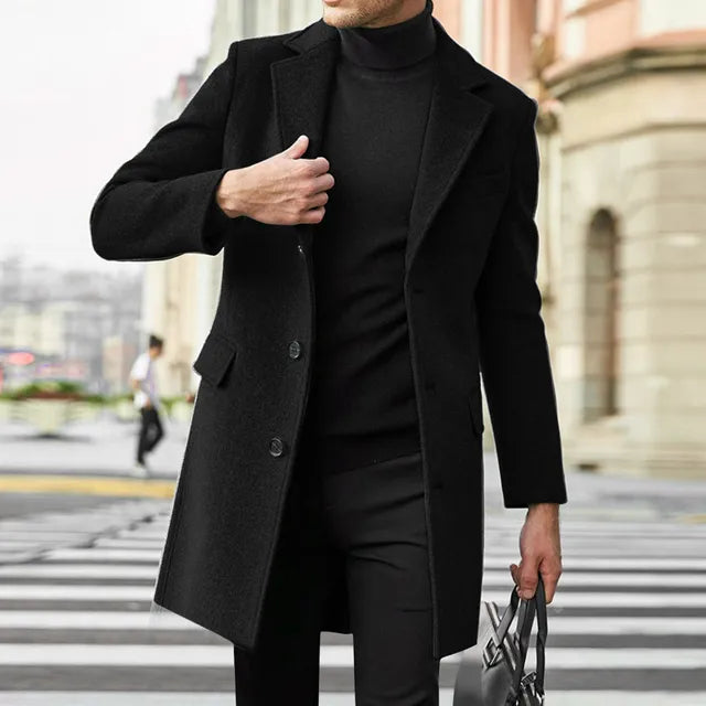 Kendall | Men's Mid-Length Notched Lapel Overcoat