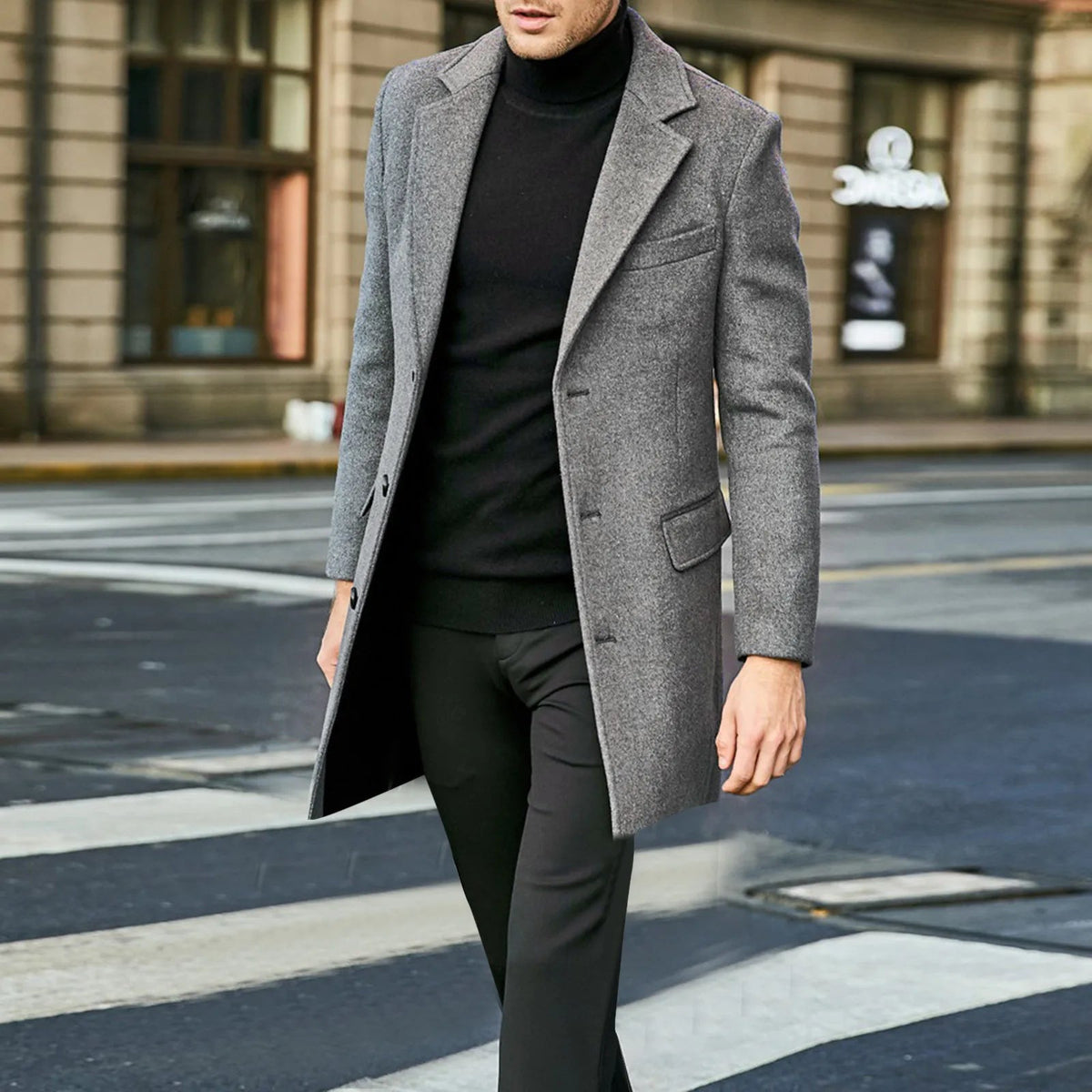 Kendall | Men's Mid-Length Notched Lapel Overcoat