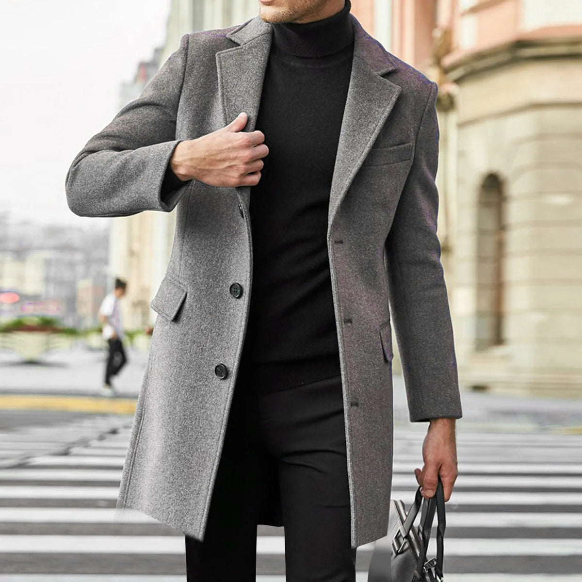 Kendall | Men's Mid-Length Notched Lapel Overcoat