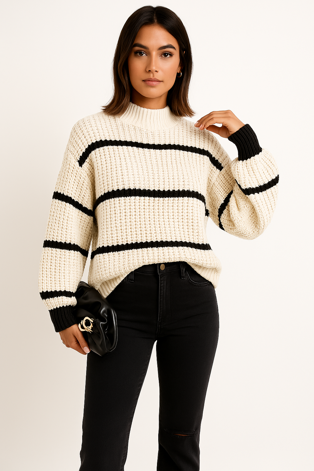 Kristen | Women's Striped Crew Neck Sweater