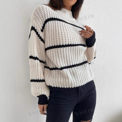 Kristen | Women's Striped Crew Neck Sweater