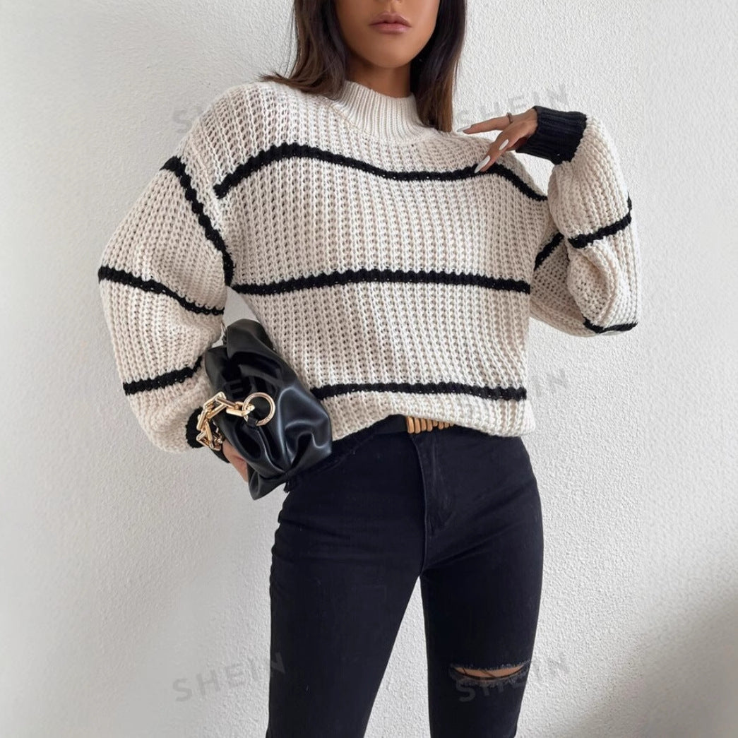 Kristen | Women's Striped Crew Neck Sweater