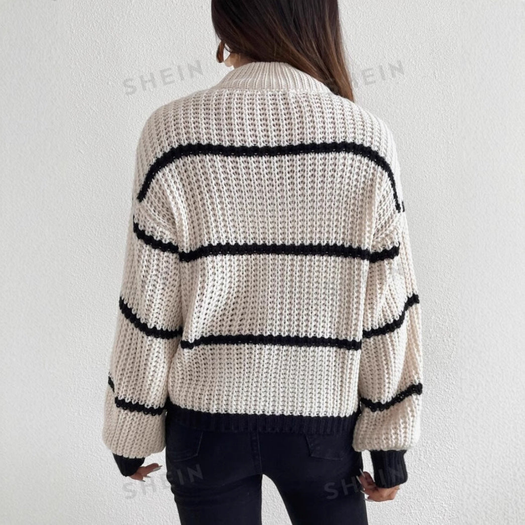 Kristen | Women's Striped Crew Neck Sweater