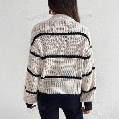 Kristen | Women's Striped Crew Neck Sweater