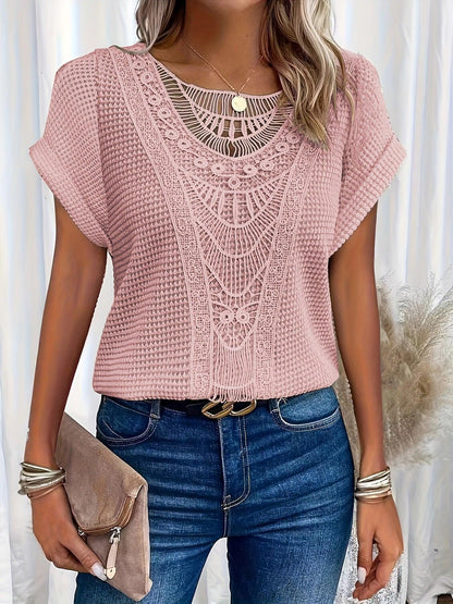Kristin | Women's Lace Short Sleeve Casual Top