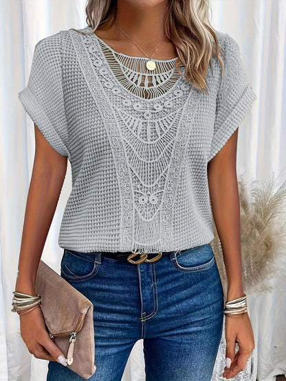 Kristin | Women's Lace Short Sleeve Casual Top