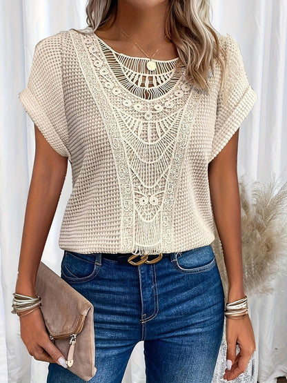 Kristin | Women's Lace Short Sleeve Casual Top