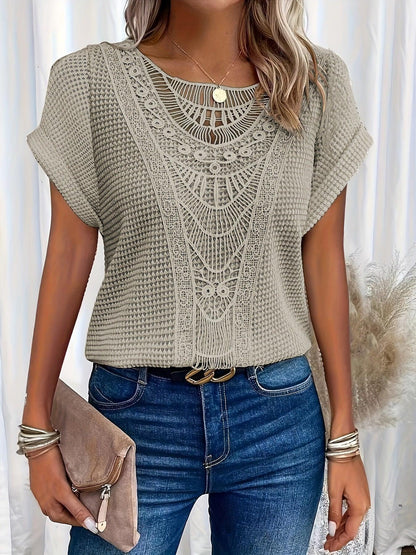 Kristin | Women's Lace Short Sleeve Casual Top