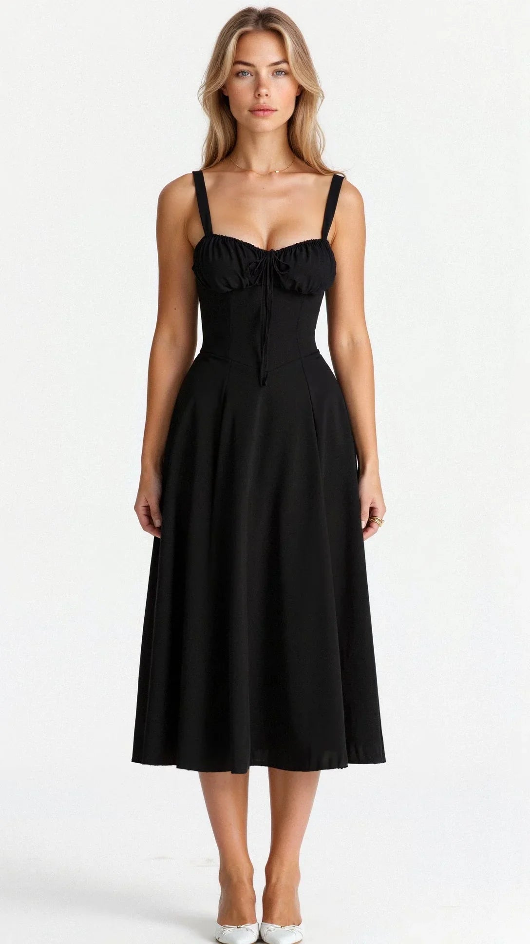 Kylie | Women's Spaghetti Strap A-Line Midi Dress
