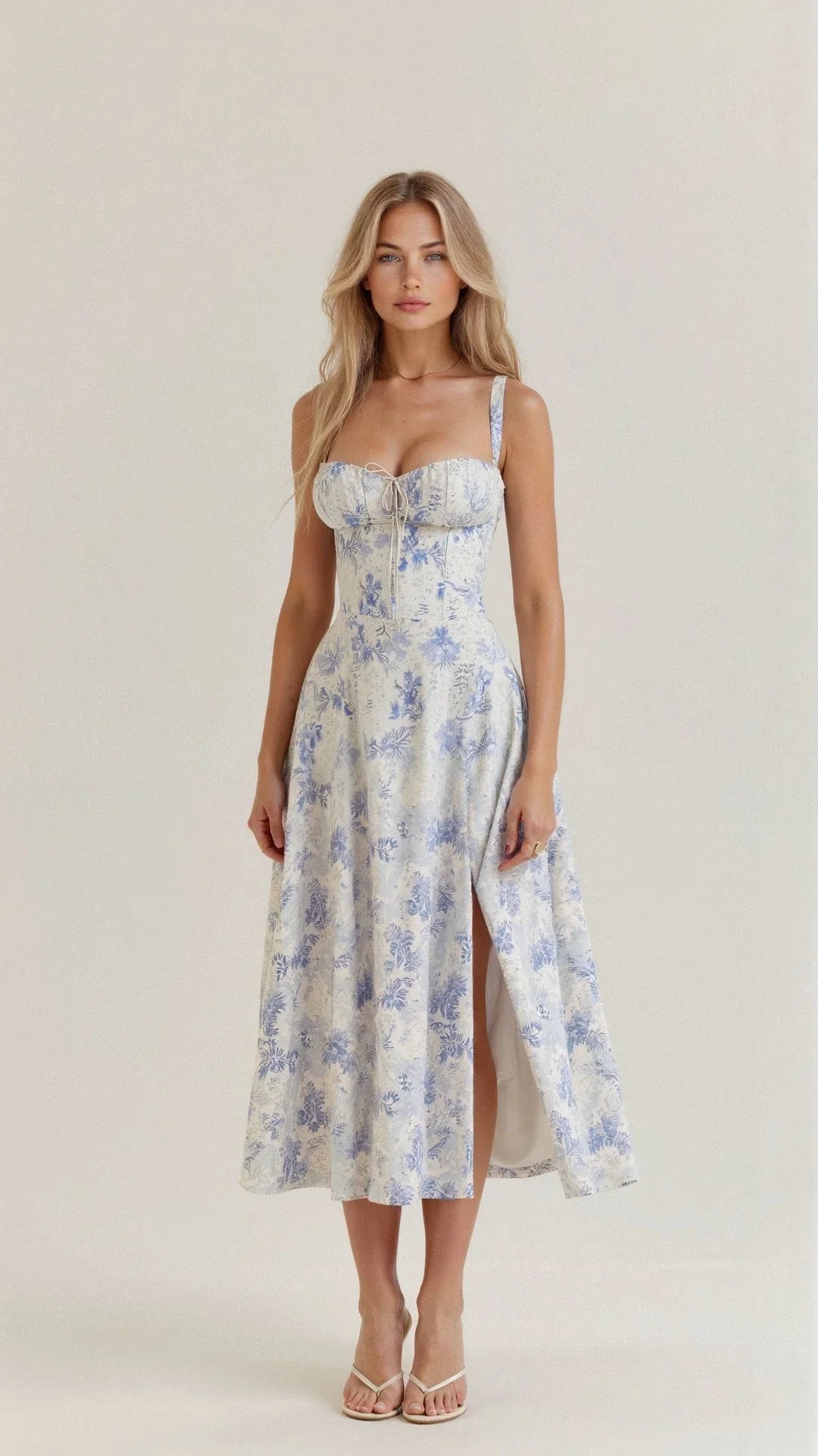 Kylie | Women's Spaghetti Strap A-Line Midi Dress