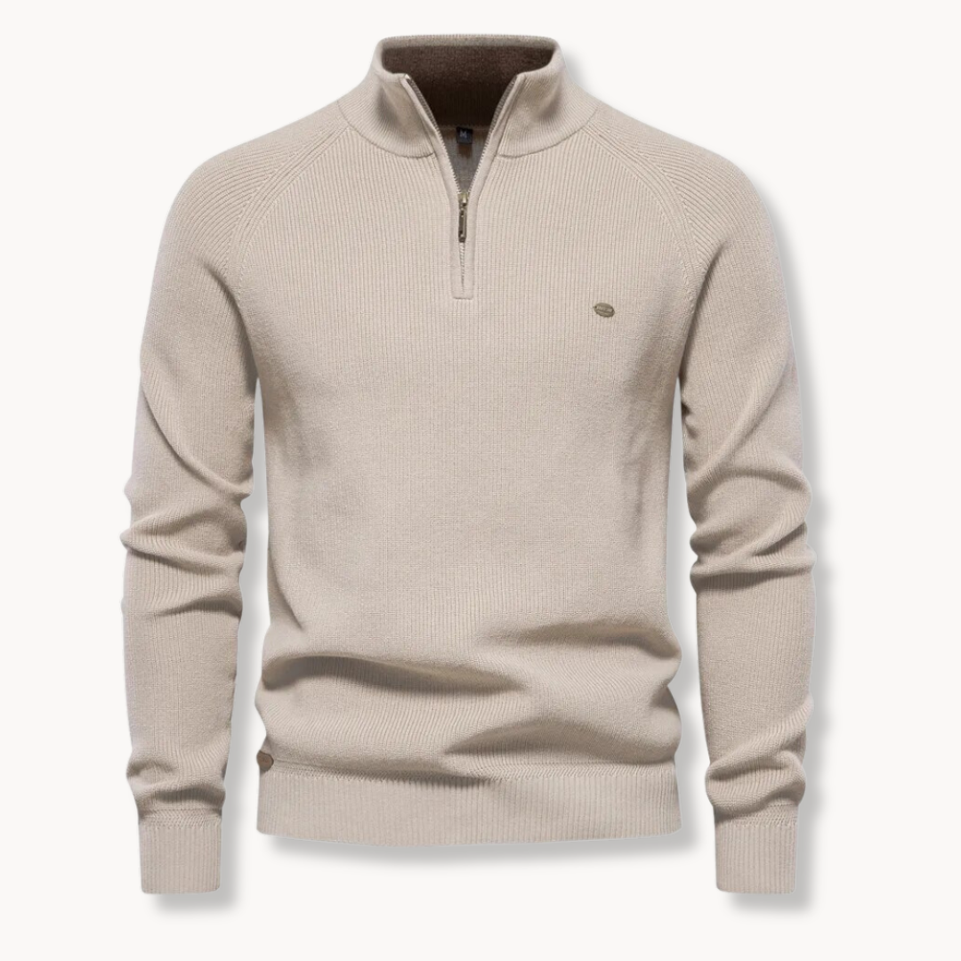 Landon | Men's Quarter Zip Ribbed Knit Sweater