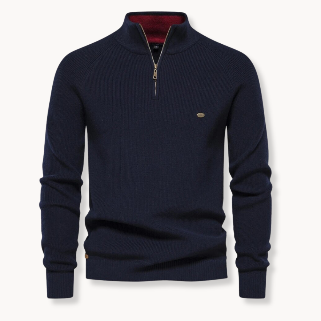 Landon | Men's Quarter Zip Ribbed Knit Sweater