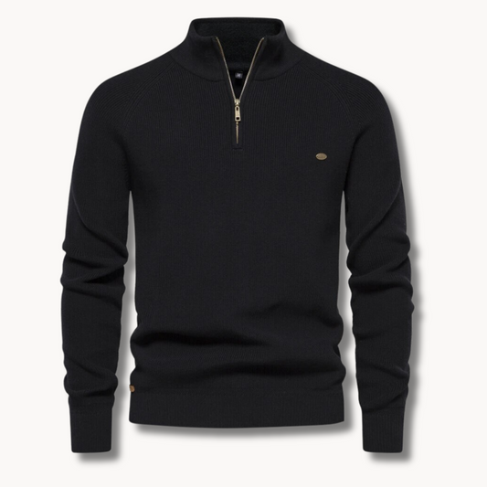 Landon | Men's Quarter Zip Ribbed Knit Sweater