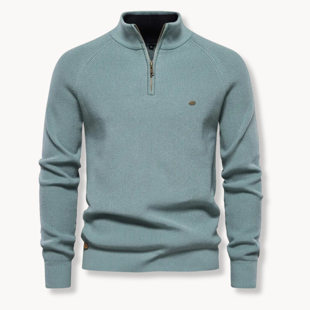 Landon | Men's Quarter Zip Ribbed Knit Sweater
