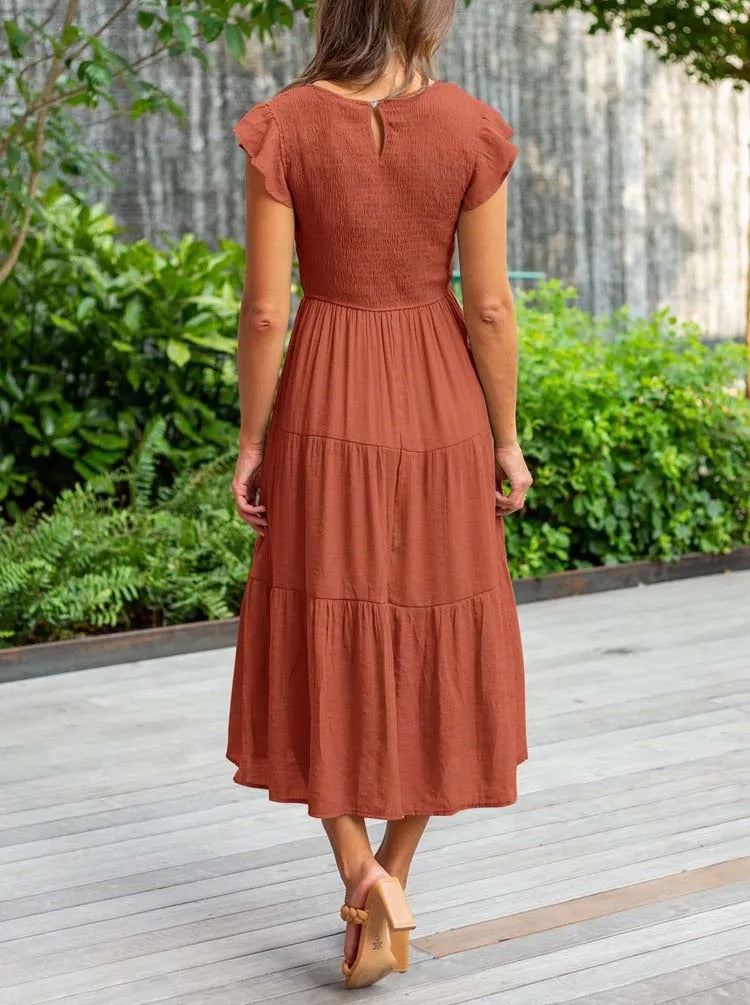 Lauren | Women's Smocked A-Line Midi Dress