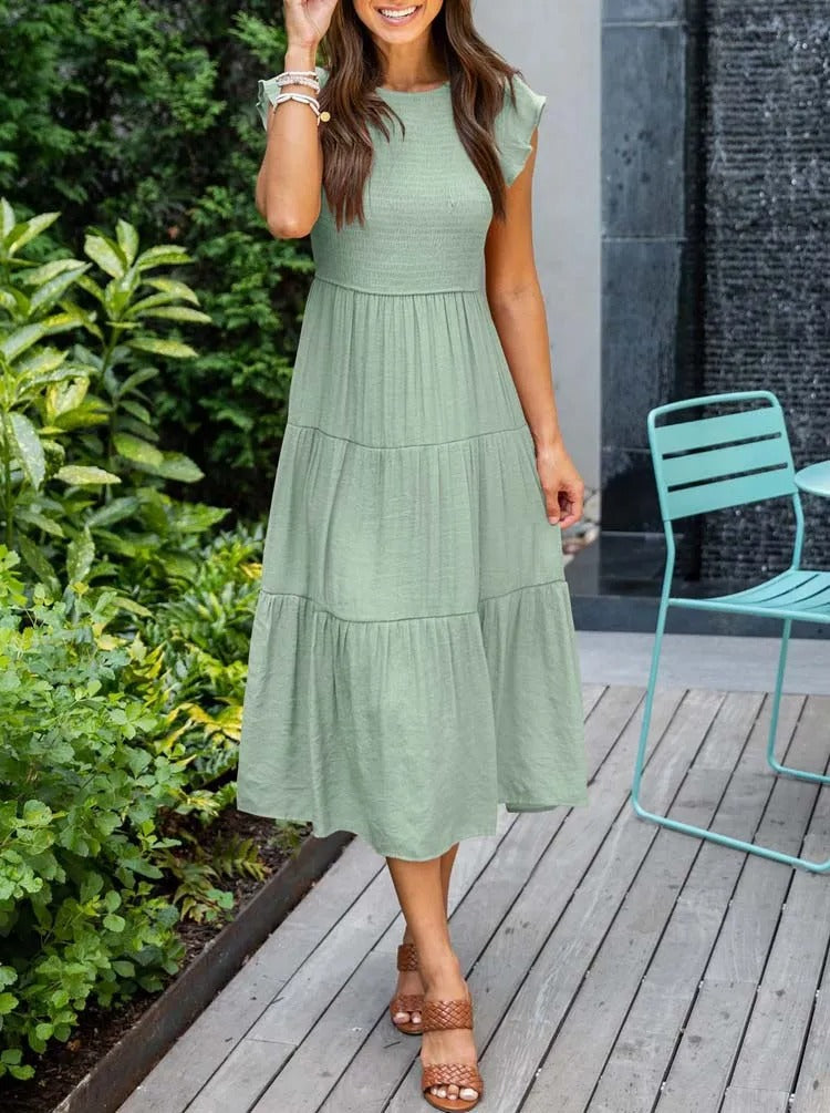 Lauren | Women's Smocked A-Line Midi Dress