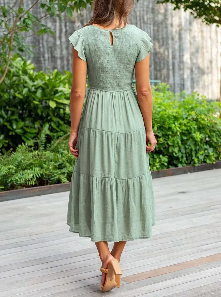 Lauren | Women's Smocked A-Line Midi Dress