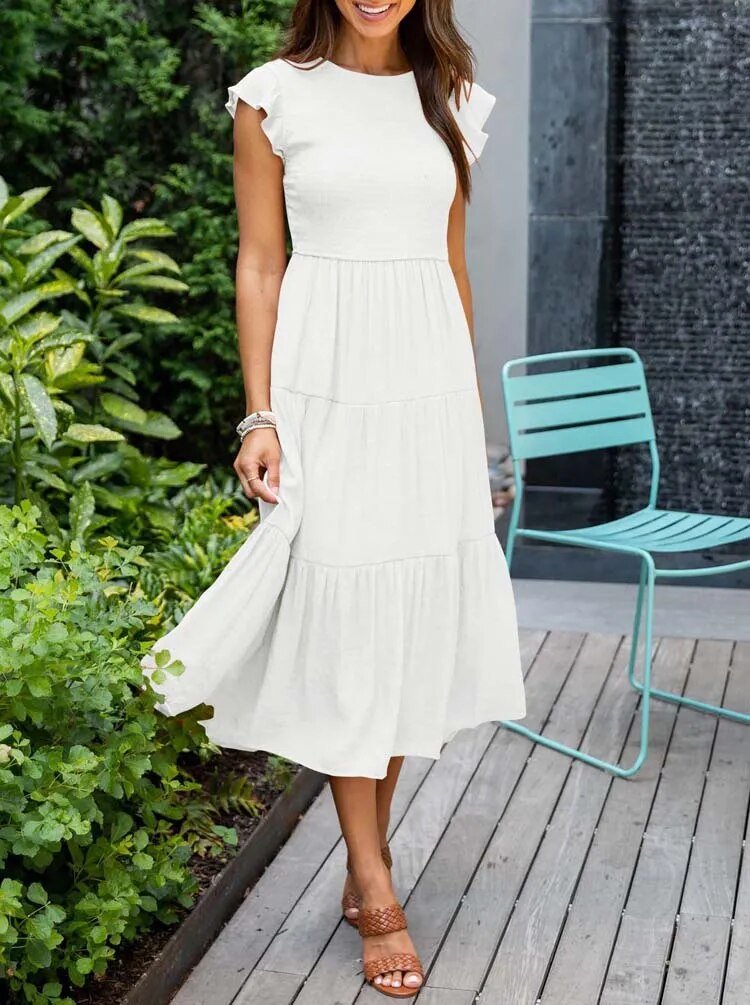 Lauren | Women's Smocked A-Line Midi Dress