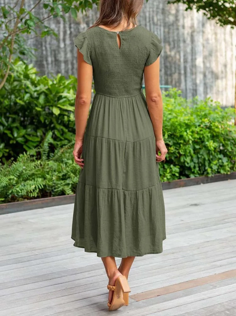 Lauren | Women's Smocked A-Line Midi Dress