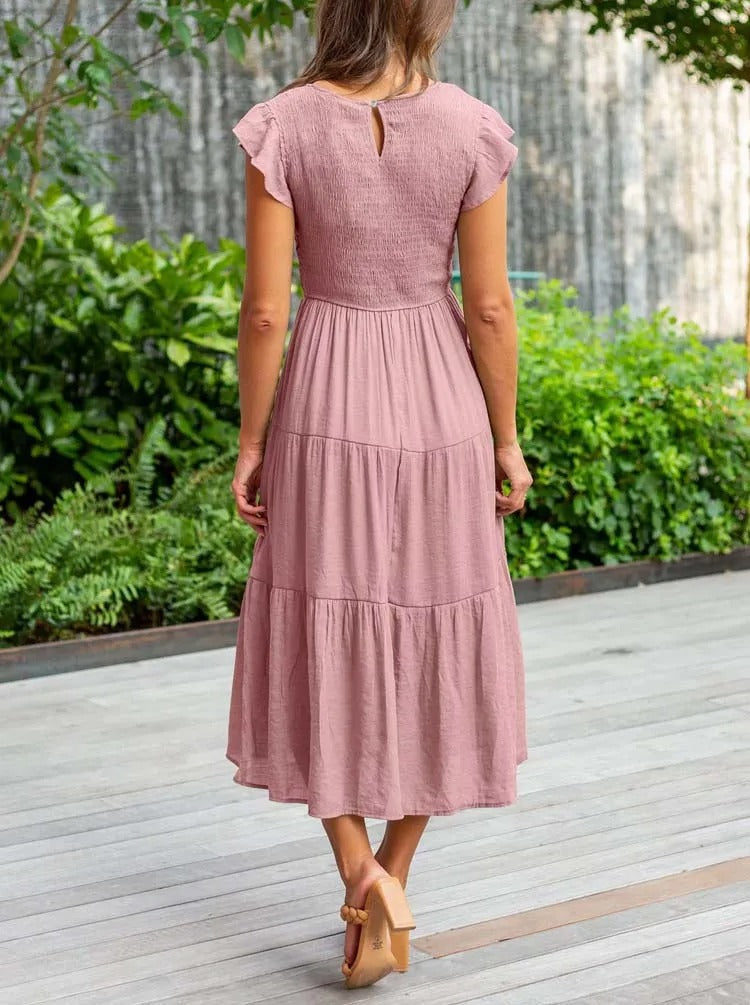 Lauren | Women's Smocked A-Line Midi Dress