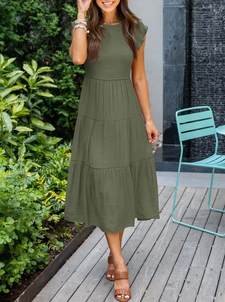 Lauren | Women's Smocked A-Line Midi Dress