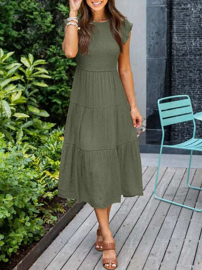 Lauren | Women's Smocked A-Line Midi Dress
