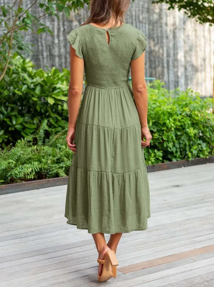 Lauren | Women's Smocked A-Line Midi Dress